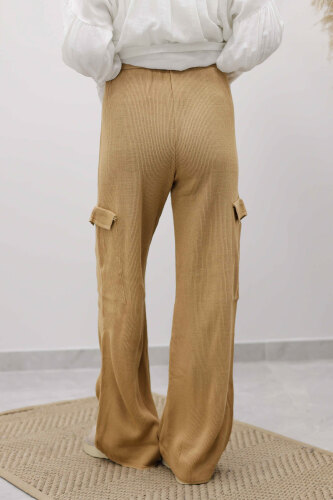 Kargo Cepli Triko Pantolon TSD260124 Camel - 6