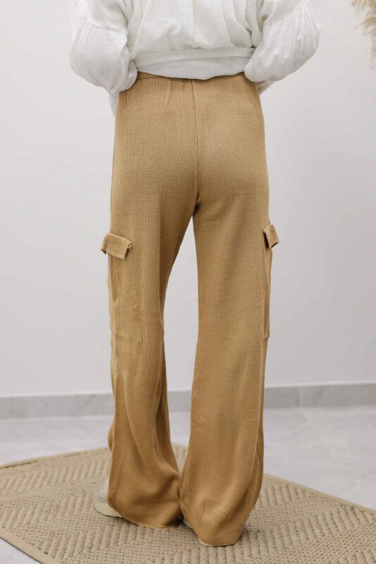 Kargo Cepli Triko Pantolon TSD260124 Camel - 6