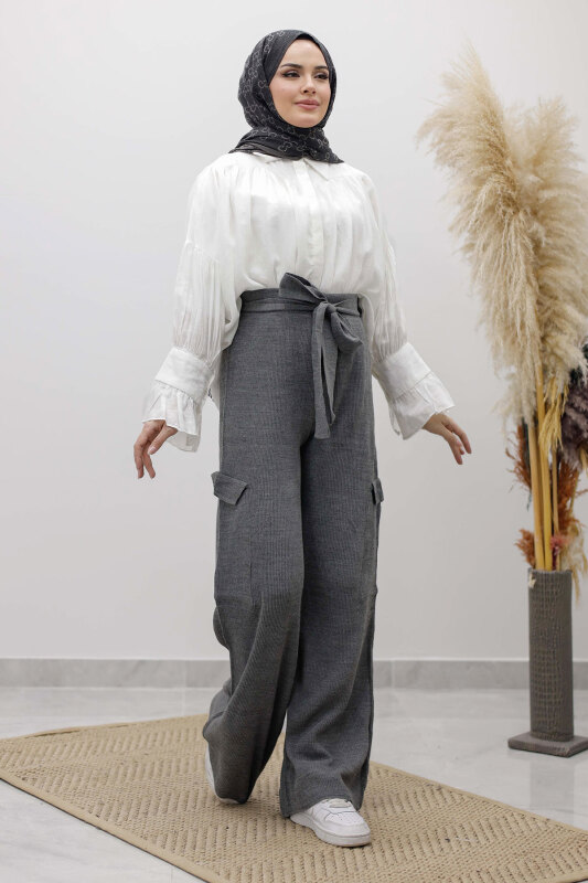 Kargo Cepli Triko Pantolon TSD260124 Füme - 5