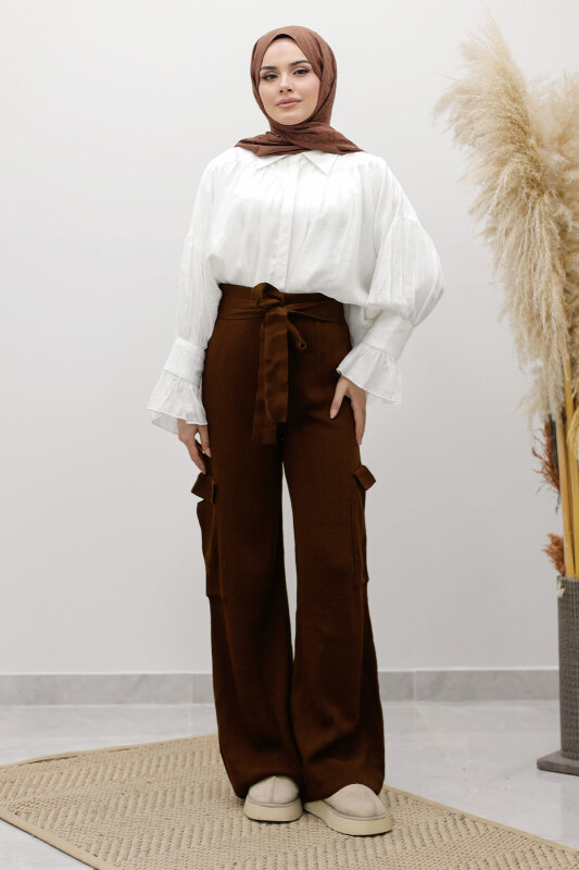 Kargo Cepli Triko Pantolon TSD260124 Kahverengi - 1