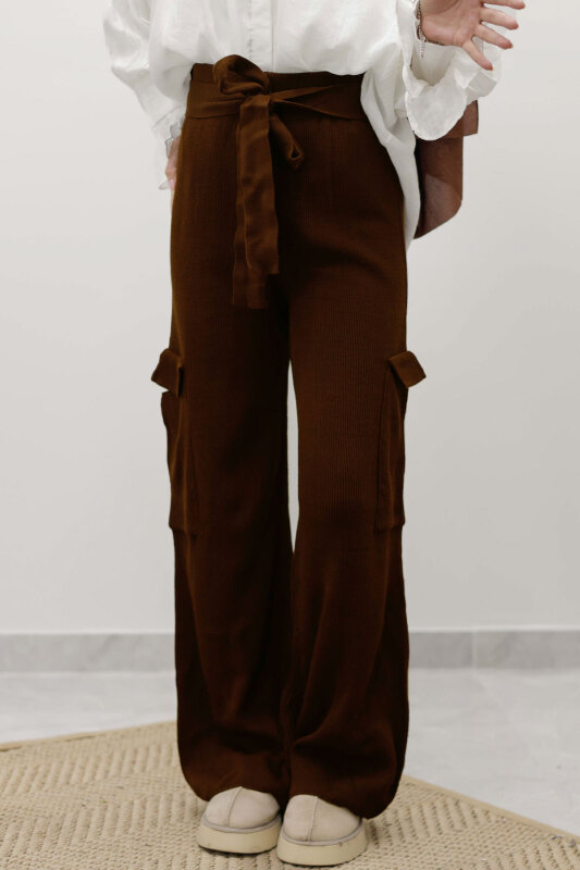 Kargo Cepli Triko Pantolon TSD260124 Kahverengi - 2