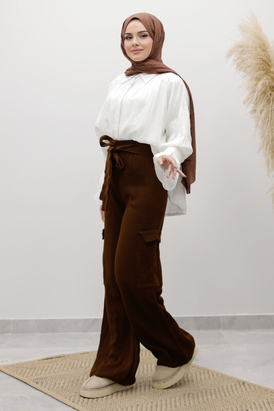 Kargo Cepli Triko Pantolon TSD260124 Kahverengi - 3