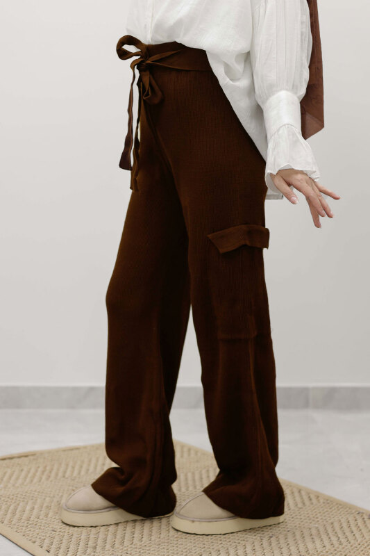 Kargo Cepli Triko Pantolon TSD260124 Kahverengi - 4