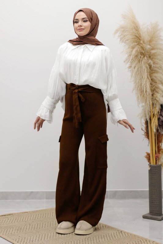 Kargo Cepli Triko Pantolon TSD260124 Kahverengi - 5