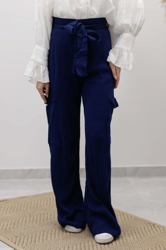 Kargo Cepli Triko Pantolon TSD260124 Lacivert - Tesettür Dünyası (1)