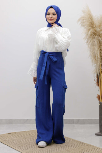 Kargo Cepli Triko Pantolon TSD260124 Saks Mavisi 