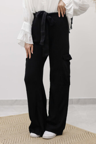 Kargo Cepli Triko Pantolon TSD260124 Siyah - 2