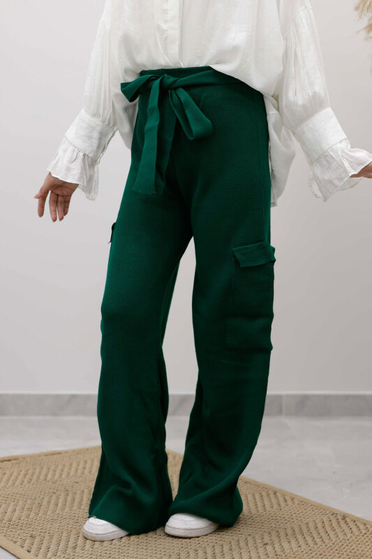 Kargo Cepli Triko Pantolon TSD260124 Zümrüt Yeşili - 4