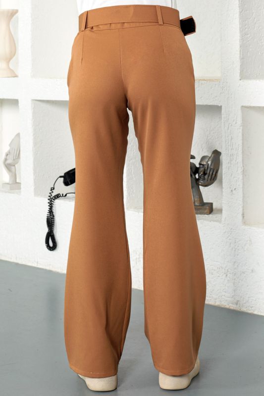 Kemerli Bol Paça Pantolon TSD221110 Camel - 6