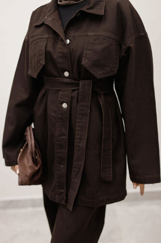 Kemerli Denim Takım TSD250231 Acı Kahve - 5