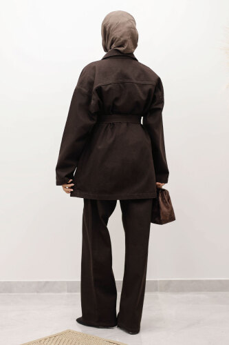 Kemerli Denim Takım TSD250231 Acı Kahve - 6