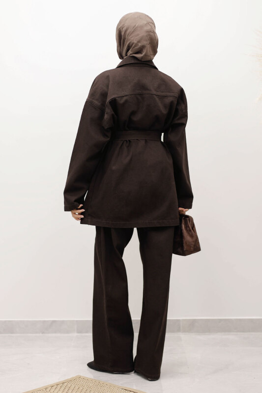 Kemerli Denim Takım TSD250231 Acı Kahve - 6