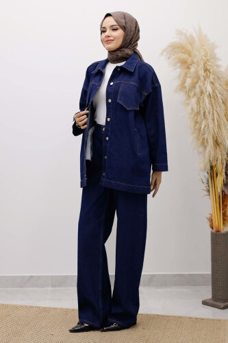 Kemerli Denim Takım TSD250231 Koyu Mavi - 4