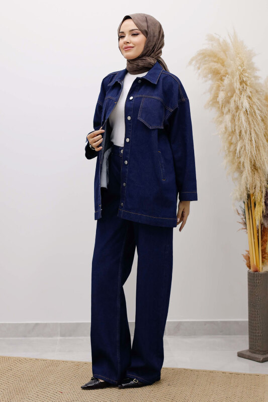 Kemerli Denim Takım TSD250231 Koyu Mavi - 4