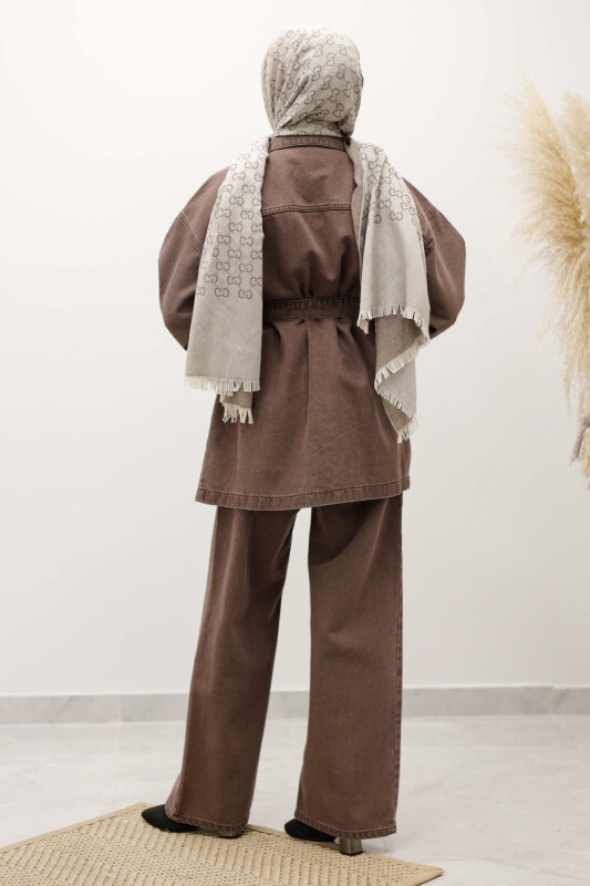 Kemerli Denim Takım TSD250231 Sütlü Kahve - 6