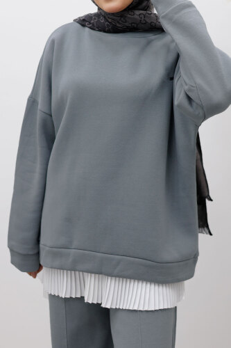 Klasik Şardonlu Eşofman Takım TSD250264 Gri - 5