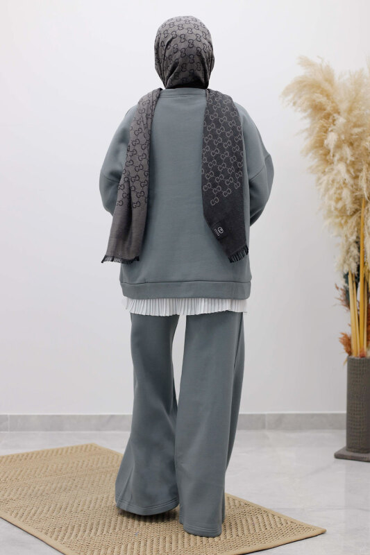 Klasik Şardonlu Eşofman Takım TSD250264 Gri - 6