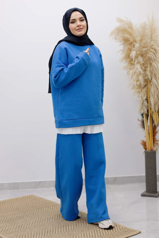 Klasik Şardonlu Eşofman Takım TSD250264 Mavi - 3