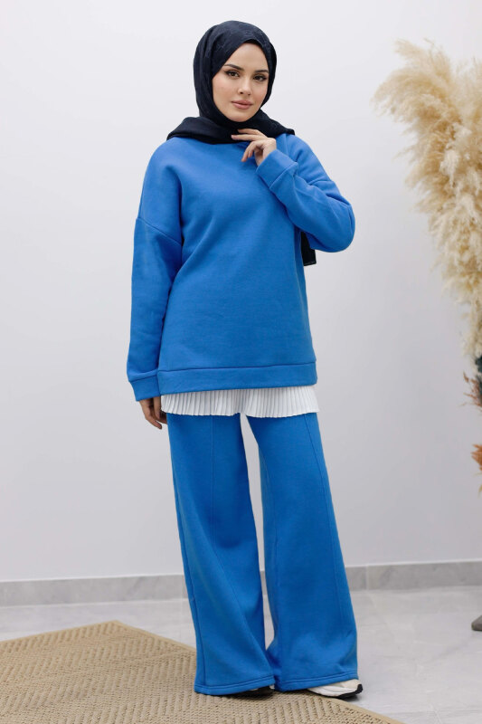 Klasik Şardonlu Eşofman Takım TSD250264 Mavi - 4