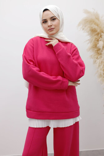 Klasik Şardonlu Eşofman Takım TSD250264 Pembe - 2