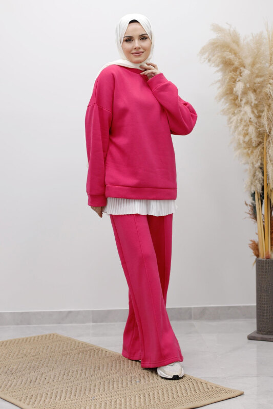 Klasik Şardonlu Eşofman Takım TSD250264 Pembe - 3