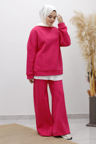 Klasik Şardonlu Eşofman Takım TSD250264 Pembe - 4