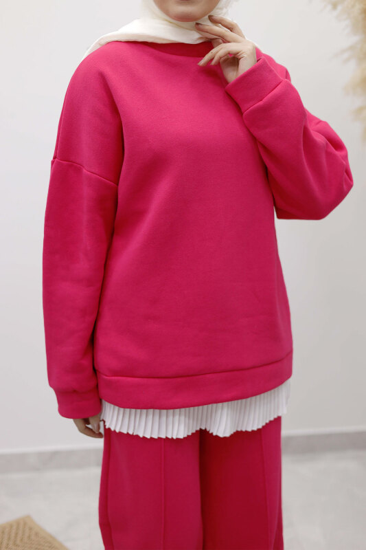 Klasik Şardonlu Eşofman Takım TSD250264 Pembe - 5