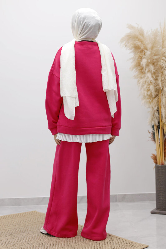 Klasik Şardonlu Eşofman Takım TSD250264 Pembe - 6