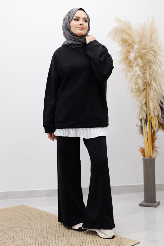 Klasik Şardonlu Eşofman Takım TSD250264 Siyah - 3