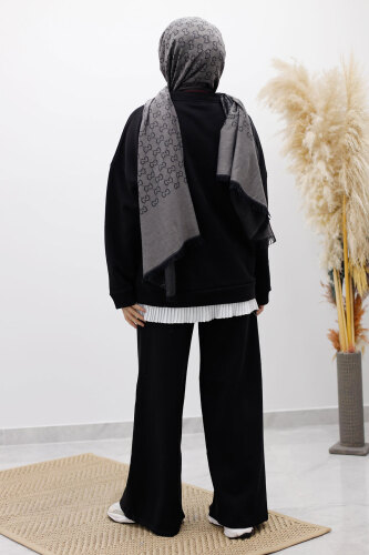 Klasik Şardonlu Eşofman Takım TSD250264 Siyah - 6