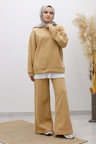 Klasik Şardonlu Eşofman Takım TSD250264 Taba 