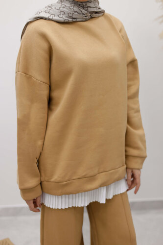 Klasik Şardonlu Eşofman Takım TSD250264 Taba - 5