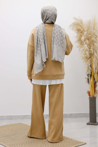 Klasik Şardonlu Eşofman Takım TSD250264 Taba - 6