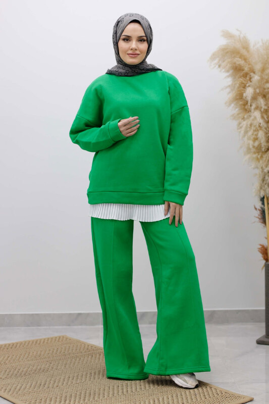 Klasik Şardonlu Eşofman Takım TSD250264 Yeşil - 4