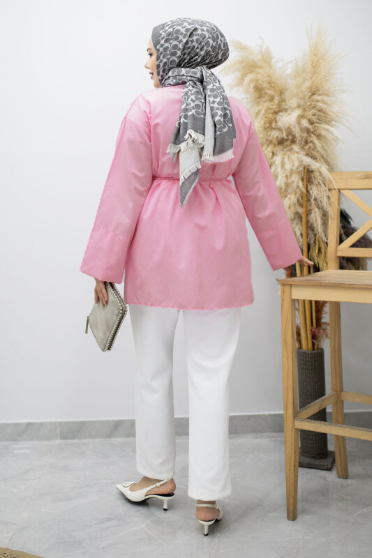 Kuşağı Gold Detaylı Gömlek TSD260162 Pembe - 6