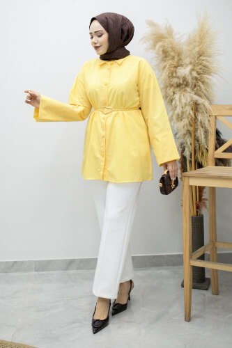 Kuşağı Gold Detaylı Gömlek TSD260162 Sarı 
