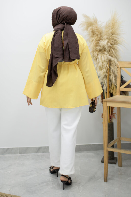 Kuşağı Gold Detaylı Gömlek TSD260162 Sarı - 6