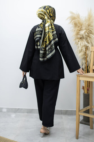 Kuşağı Gold Detaylı Gömlek TSD260162 Siyah - 6