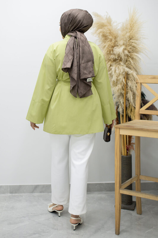 Kuşağı Gold Detaylı Gömlek TSD260162 Yeşil - 6