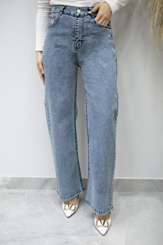 Likralı Cepli Kot Pantolon TSD260177 Açık Mavi - 3