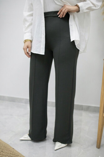 Likralı Çimalı Bol Paça Pantolon TSD260161 Antrasit 