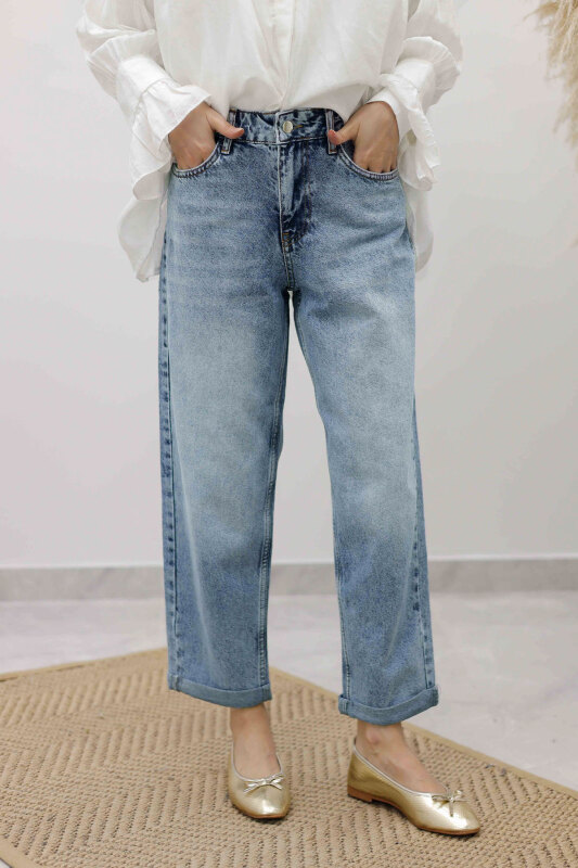 Mom Jean Pantolon TSD260123 Açık Mavi - Tesettür Dünyası (1)