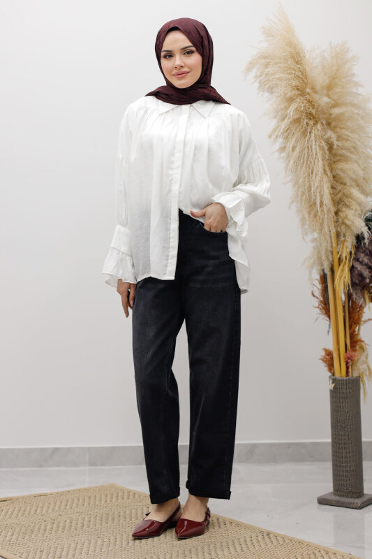 Mom Jean Pantolon TSD260123 Antrasit - Tesettür Dünyası