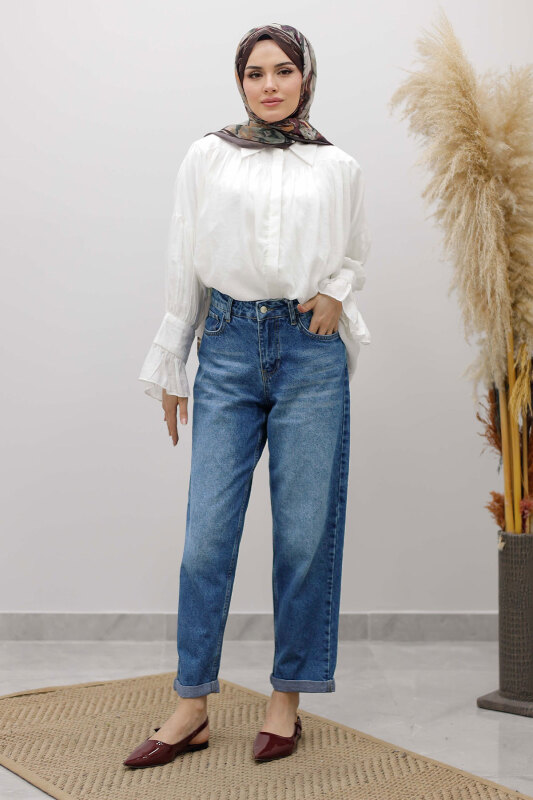 Mom Jean Pantolon TSD260123 Mavi - Tesettür Dünyası