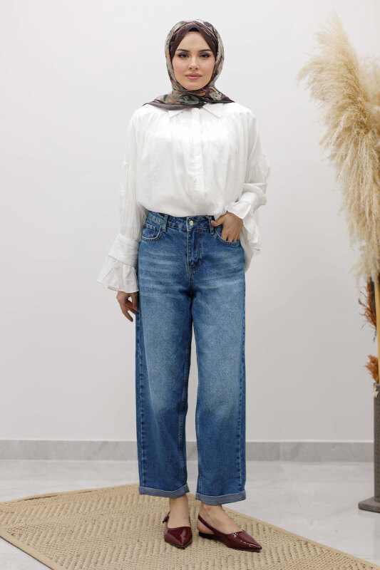 Mom Jean Pantolon TSD260123 Mavi - 3