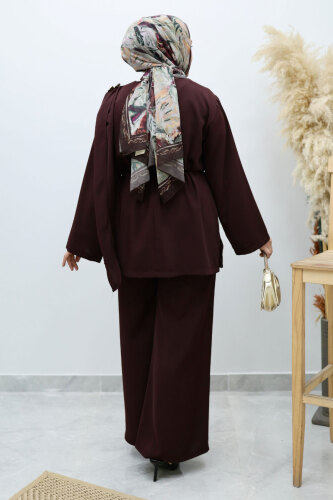 Omuzu Broş Detaylı Takım TSD260140 Bordo - 6