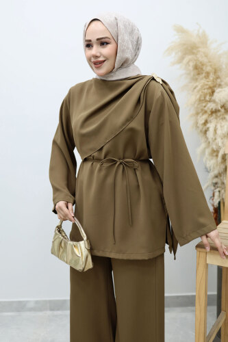 Omuzu Broş Detaylı Takım TSD260140 Haki - 2