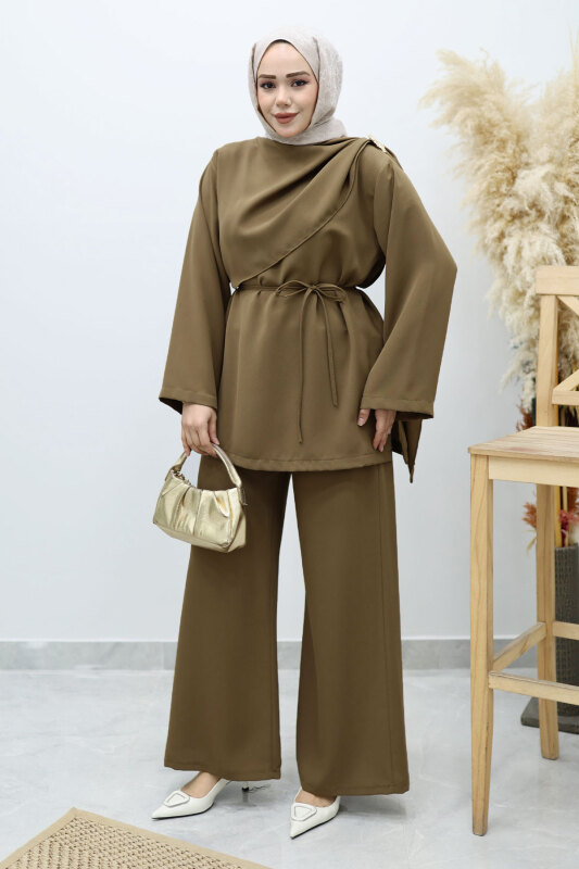 Omuzu Broş Detaylı Takım TSD260140 Haki - 3