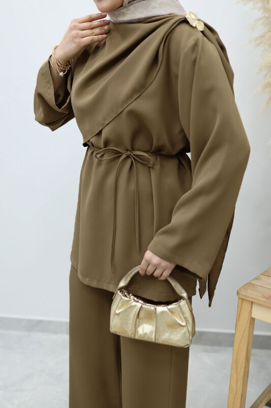 Omuzu Broş Detaylı Takım TSD260140 Haki - 4