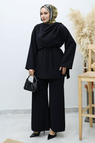 Omuzu Broş Detaylı Takım TSD260140 Siyah - 1